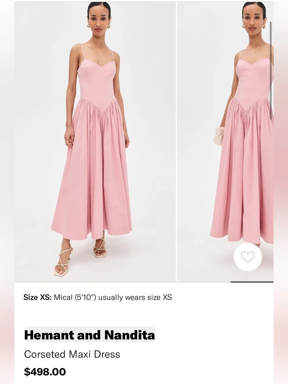 Hemant and Nandita Corseted Maxi Dress in pink size small